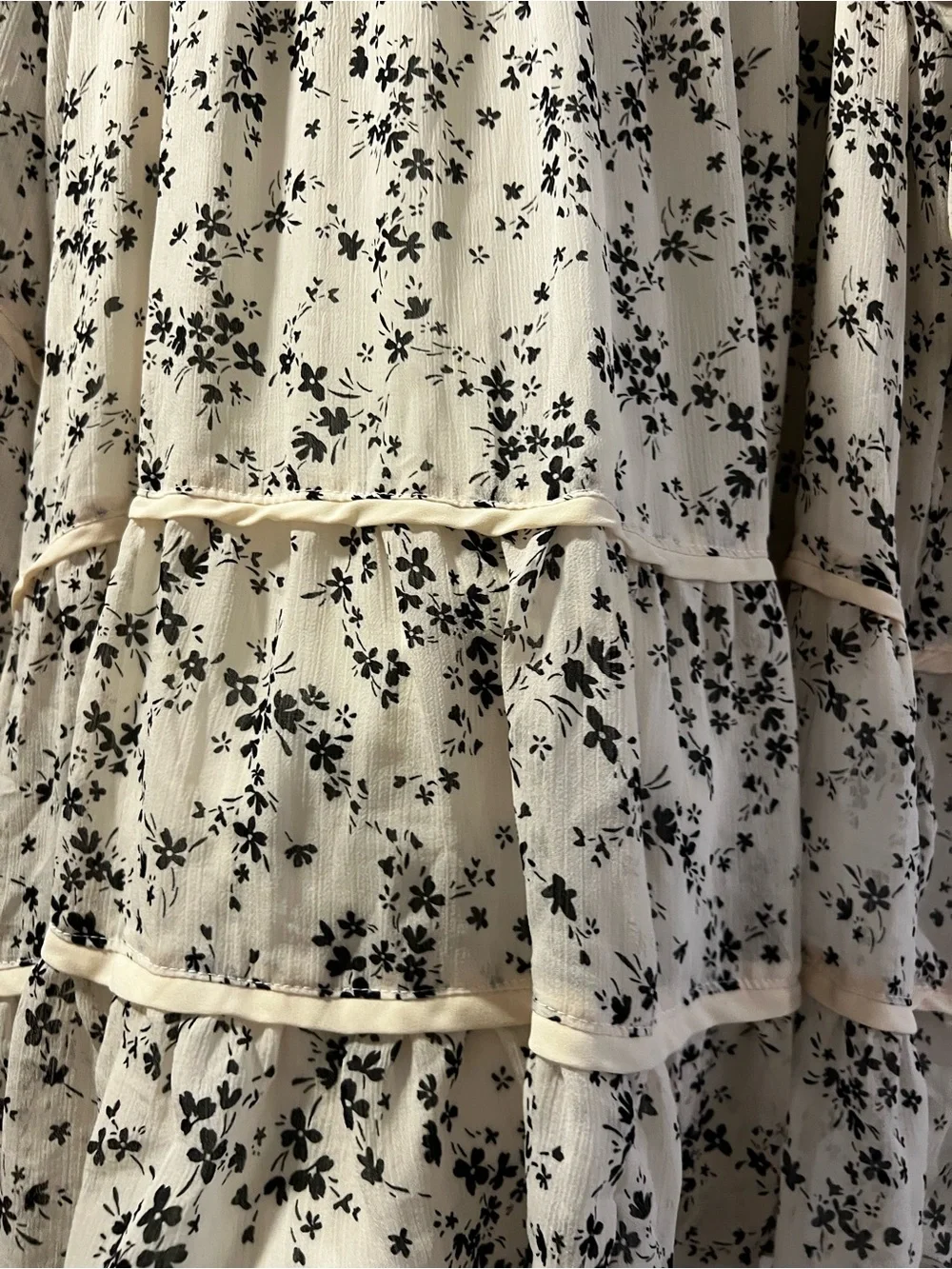Ivory Floral Dress with Black Print - Picture 2 of 5